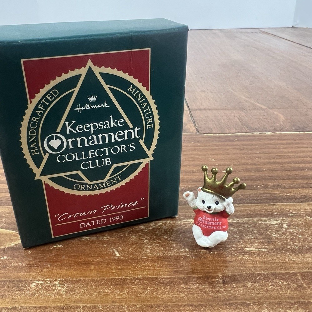 1990 HALLMARK KEEPSAKE MINIATURE ORNAMENT CROWN PRINCE "BEAR" COLLECTOR'S CLUB